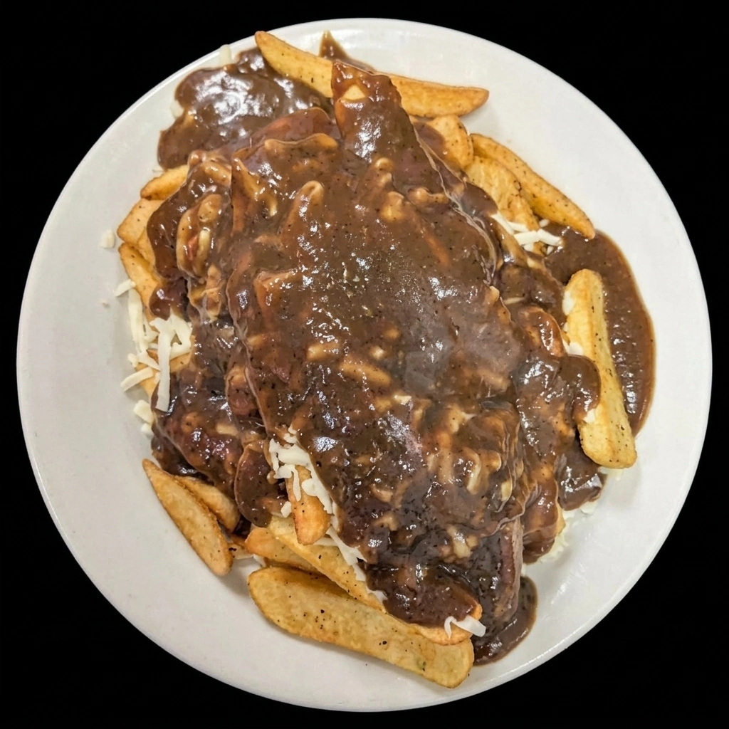 Poutine with fries, cheese and gravy served at Capital Pizza & Steak House on 160 Ave NW Edmonton